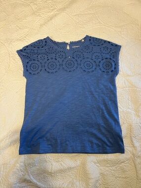 Boden Blue Eyelet Trim Tank Top